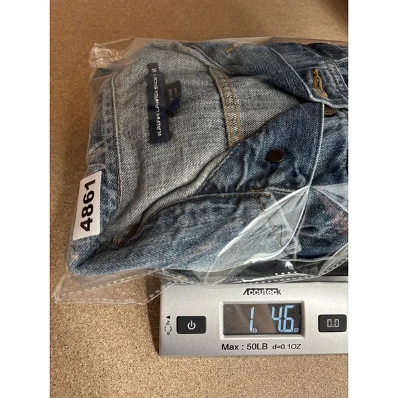 Ralph Lauren Sport Jean Jacket Womens Medium Denim Cropped Trucker Distressed - Picture 11 of 11